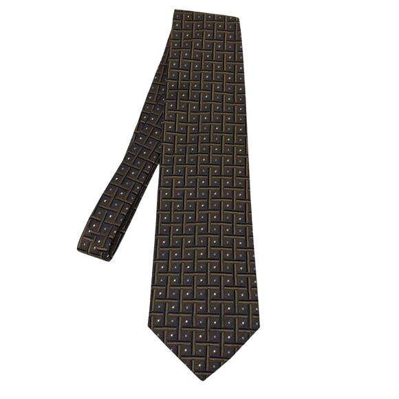 Bernini Beverly Hills 100% Silk Tie Geo Checker Embossed Formal Event Suit - Picture 1 of 5